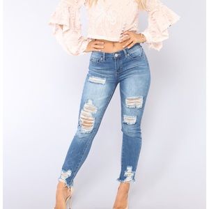 Fashion Nova Burning Love Ankle Jeans Medium Blue